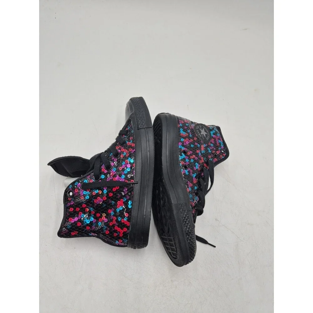 Converse Womens Sneakers Multicolor Blue Geometric High Top Lace Up Sequins 6 M
